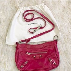 Balenciaga Moto hip chevre pink leather